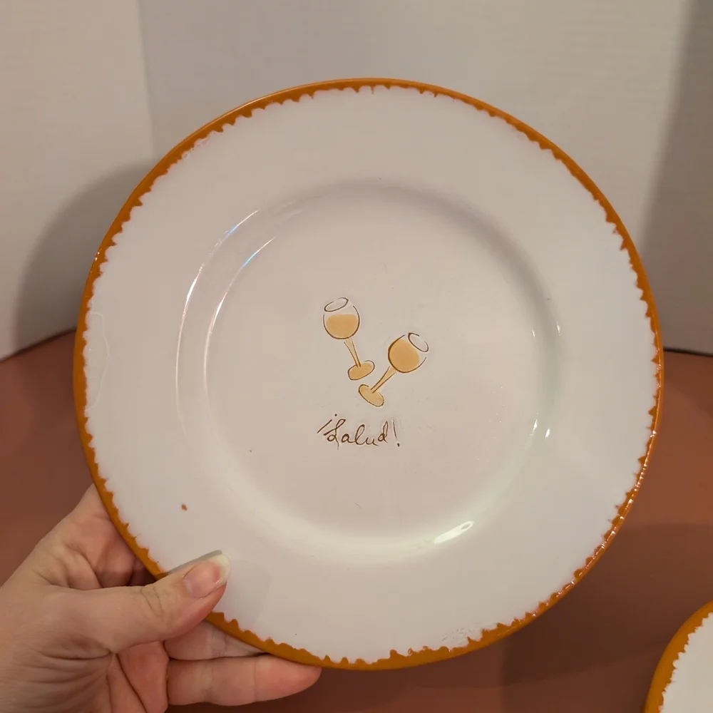 Lot of 4 (FOUR) Hallmark Wine & Cheese Stoneware Appetizer/Salad Plates - 8.5